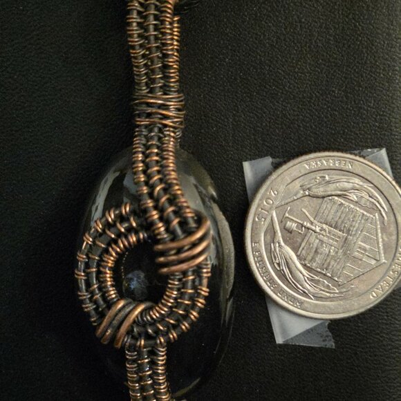 Black Onyx Copper Wrapped Pendent - Picture 2 of 2